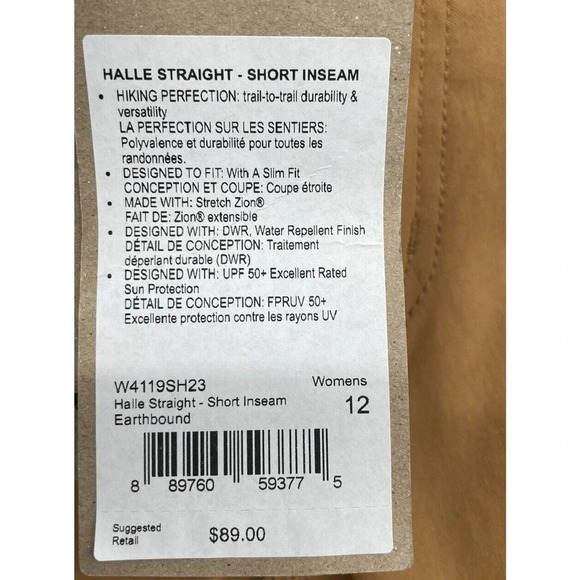 PrAna Women’s Halle Hiking Pants 12 Straight Leg Earthbound New 28" Inseam - Picture 14 of 16